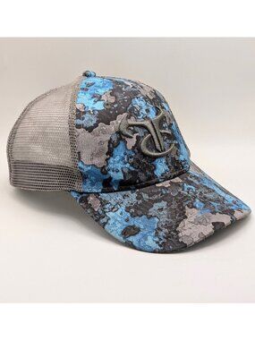 True Timber Camo Hat Mesh Back Riptide Water SnapBack Trucker Gray Blue Fishing